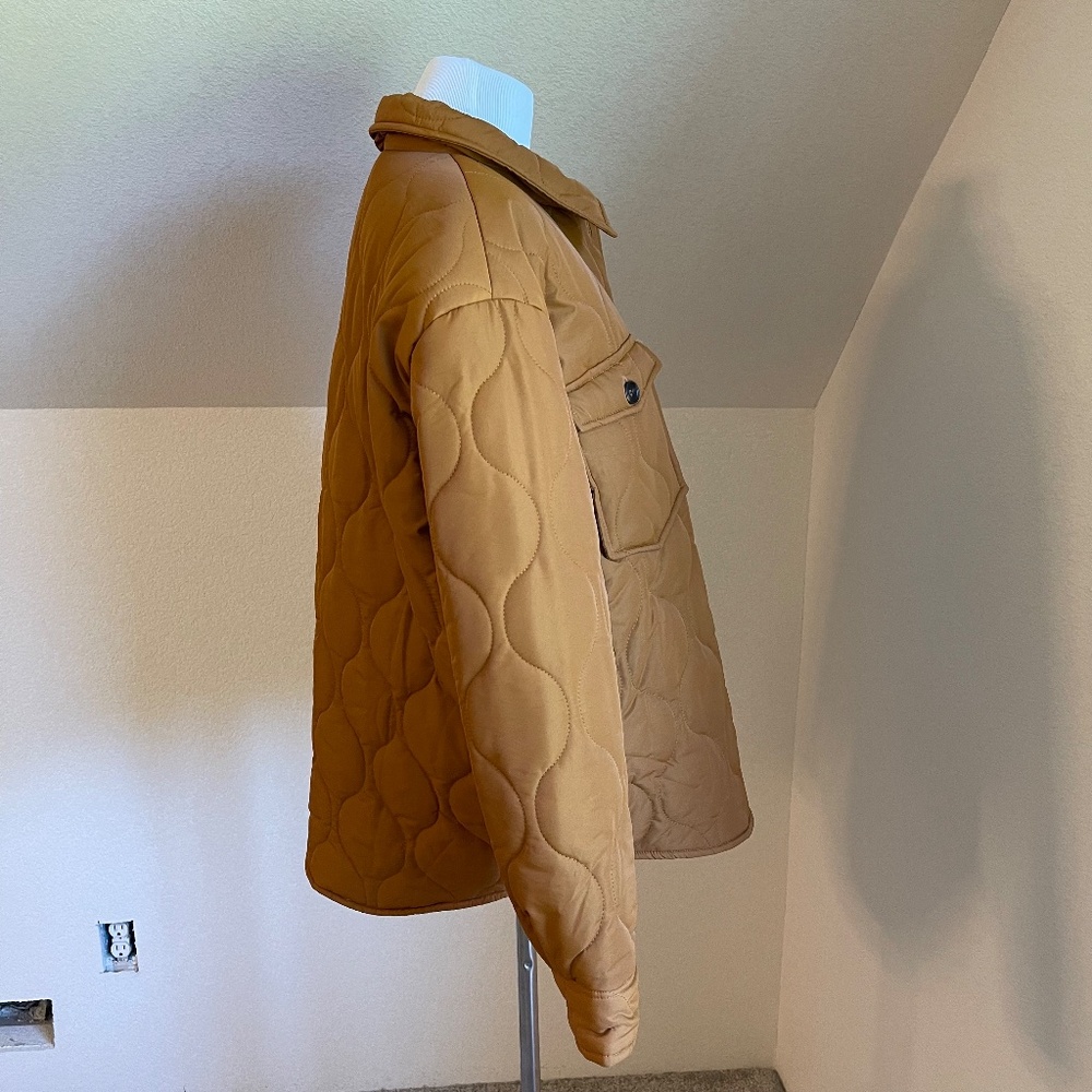 Staccato Camel Colored Collared Button Closure Qu… - image 4